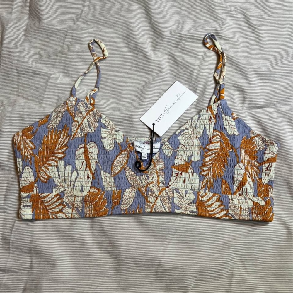 VICI x Summer of Diane palm leaf Bra top